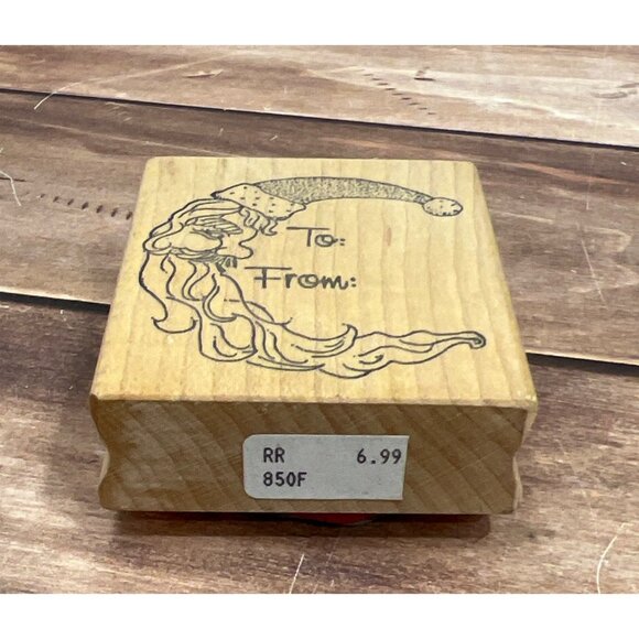 RARE RAIN DROPS ON ROSES 1993 850F WOOD MOUNTED RUBBER STAMP TO FROM SANTA MOON - Picture 2 of 4
